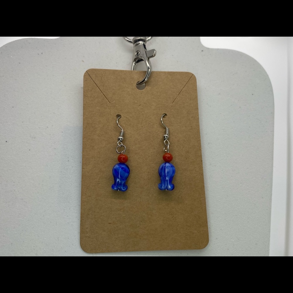 Glass Earrings inspired by Wobuffet Pokemon